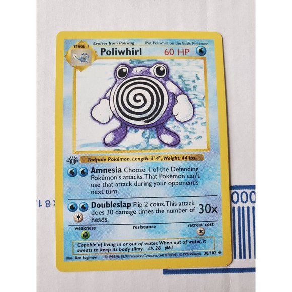 Pokemon 1st edition shadowless poliwhirl nm - Picture 1 of 3